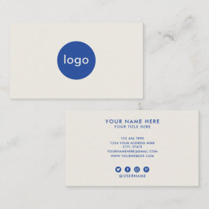Tarjeta De Visita Agrega tu logotipo personalizado crema y azul prof