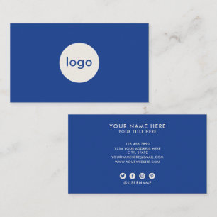 Tarjeta De Visita Agrega tu logotipo personalizado profesional azul