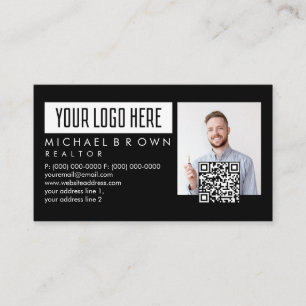 Tarjeta De Visita Agregar código QR de foto Logo bienes raíces