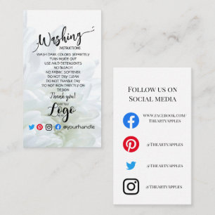 Tarjeta De Visita AGREGAR instrucciones de lavado de LOGO Flor de TA