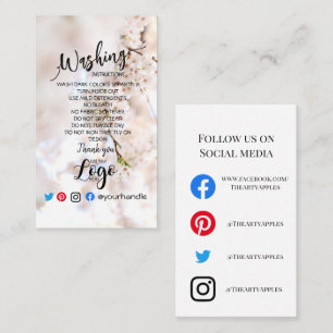 Tarjeta De Visita AGREGAR instrucciones de lavado de LOGO Flores de