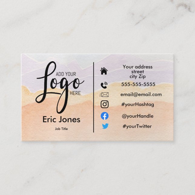 Tarjeta De Visita agregar logotipo LOGOTIPO EMPRESARIAL personalizad (Anverso)