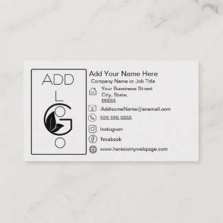 Tarjeta De Visita Agregar logotipo negro blanco simple negrita
