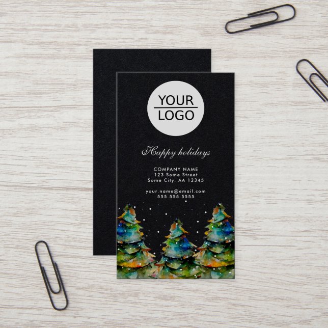Tarjeta De Visita Agregar promoción de árbol de pinzas de Navidades  (Anverso/Reverso In Situ)