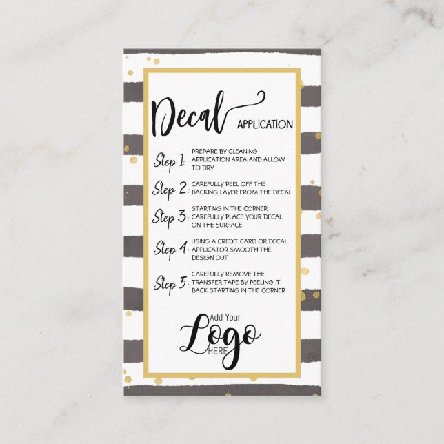 TARJETA DE VISITA AGREGAR SU APLICACIÓN LOGO DECAL CARTAS DE CUIDADO (Anverso)