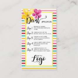 TARJETA DE VISITA AGREGAR SU APLICACIÓN LOGO DECAL CARTAS DE CUIDADO