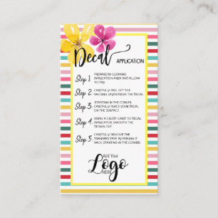 TARJETA DE VISITA AGREGAR SU APLICACIÓN LOGO DECAL CARTAS DE CUIDADO