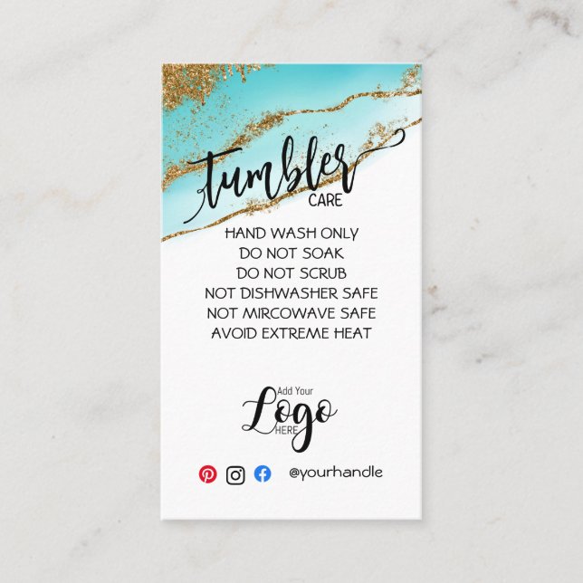 Tarjeta De Visita AGREGAR SU CARTAS DE ATENCIÓN DE TUMBLER DE LOGO v (Anverso)