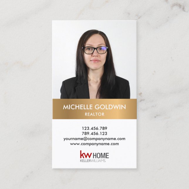 Tarjeta De Visita Agregar su profesional inmobiliario con foto y log (Anverso)