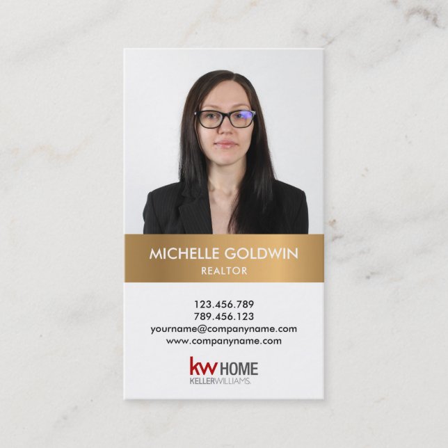 Tarjeta De Visita Agregar su profesional inmobiliario con foto y log (Anverso)