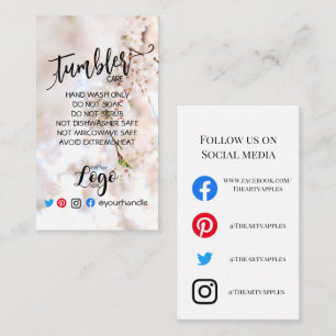 Tarjeta De Visita AGREGAR SU TUBERÍA DE LOGO CUIDAR flores rosadas 