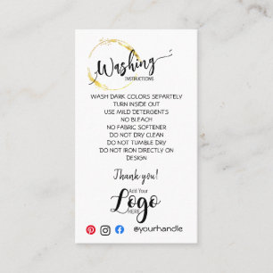 Tarjeta De Visita AGREGAR SUS instrucciones de lavado de LOGOTIPO TA