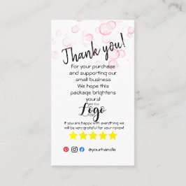 Tarjeta De Visita AGREGAR TU LOGO gracias por ordenar burbujas de ta