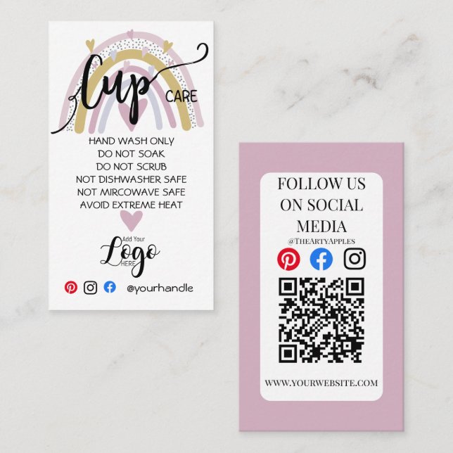 Tarjeta De Visita AGREGAR TU taza LOGO CARE vinilo business rainbow (Anverso / Reverso)