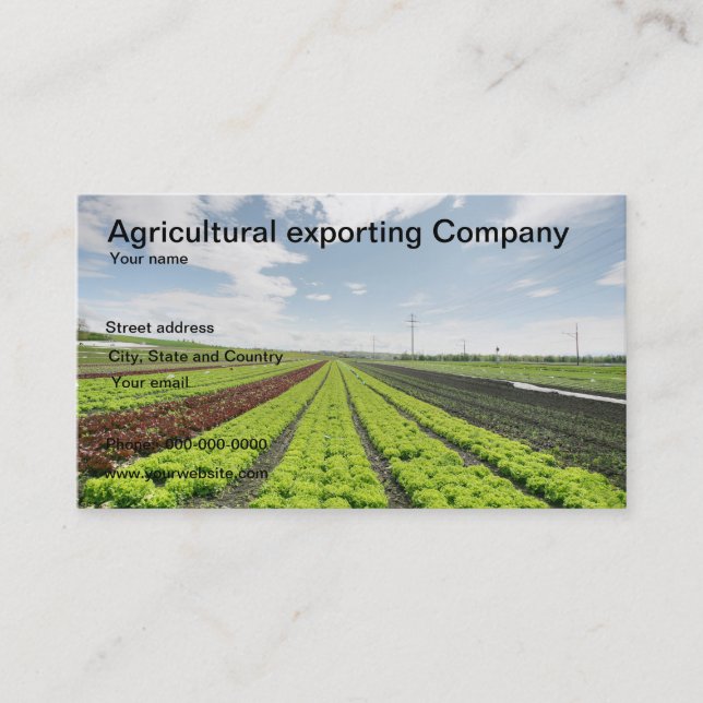 Tarjeta de visita agrícola de la empresa (Anverso)