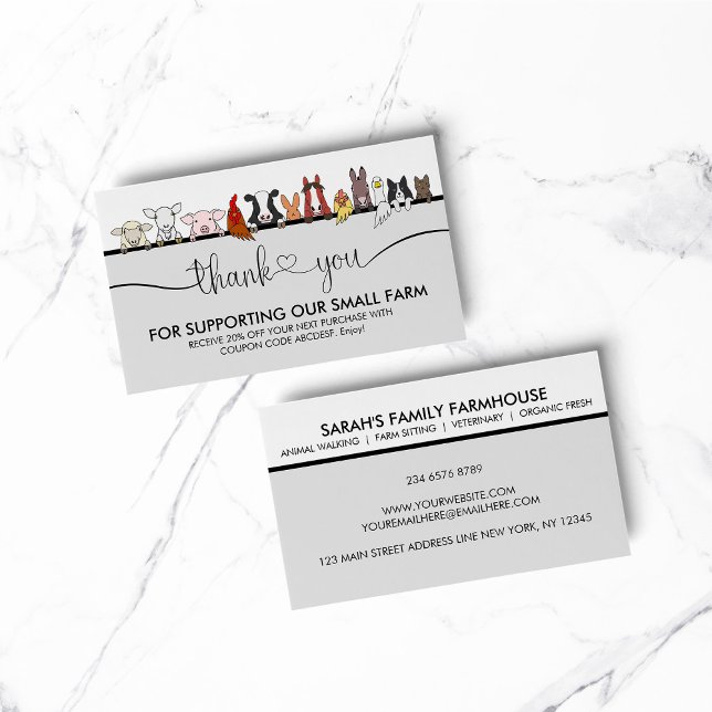 Tarjeta De Visita Agrícolas Veterinarias Gracias (pet animal dog cat veterinary farm)