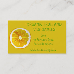 Tarjeta De Visita Agricultura orgánica de las verduras del mercado