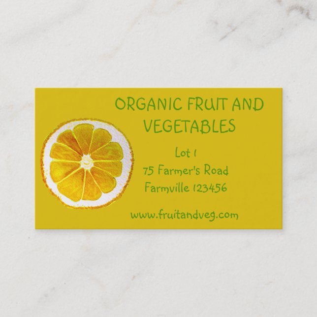 Tarjeta De Visita Agricultura orgánica de las verduras del mercado (Anverso)