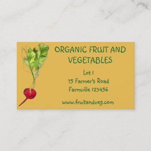 Tarjeta De Visita Agricultura orgánica de las verduras del mercado
