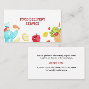 Tarjeta De Visita Agua de entrega de alimentos