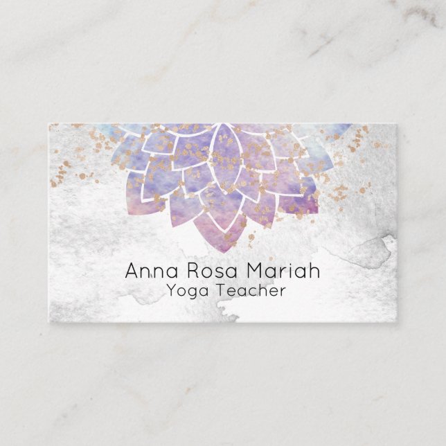 Tarjeta De Visita *~* Agua de Lavanda Mandala Purpurina Espiritual (Anverso)