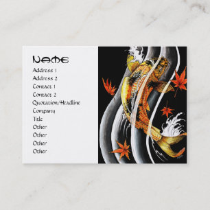 Tarjeta De Visita Agua de tinta negra de la carpa koi del oro japoné