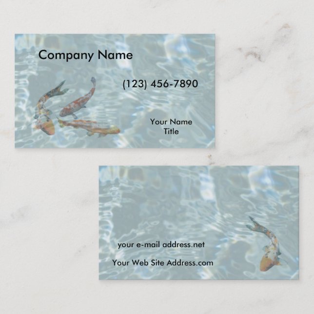 Tarjeta De Visita Agua del claro de la charca de Koi (Anverso / Reverso)