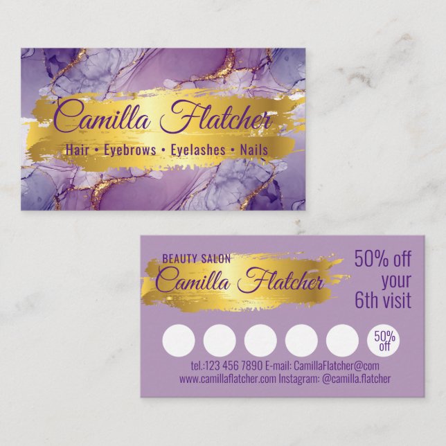 Tarjeta De Visita Agua Delicada Lilac (Anverso / Reverso)