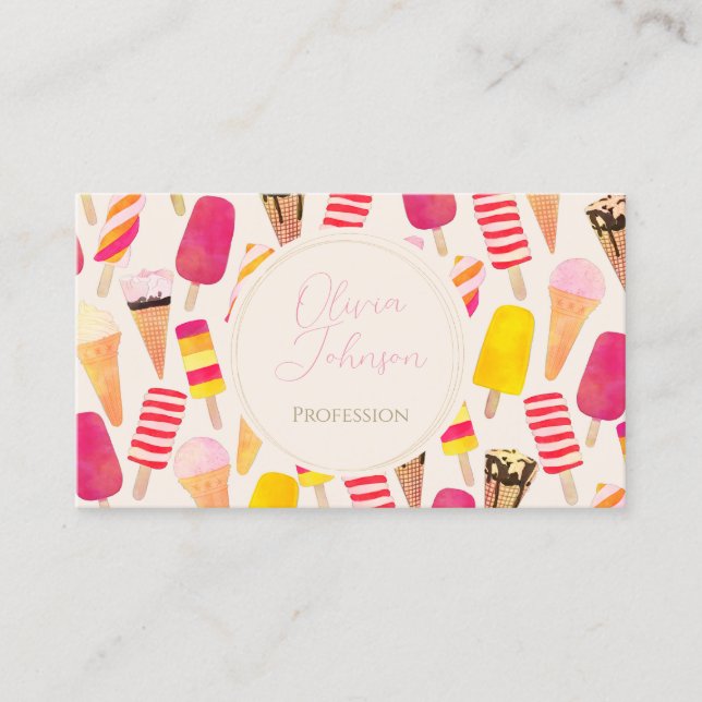 Tarjeta De Visita Agua dulce de verano Hielo Crema (Anverso)