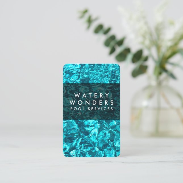 Tarjeta De Visita Agua Esparkles Piscina Limpieza Jardín (Anverso de pie)