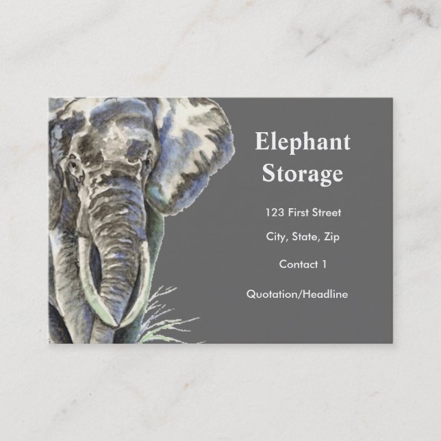 Tarjeta De Visita Agua para almacenamiento de elefantes Arte animal  (Anverso)