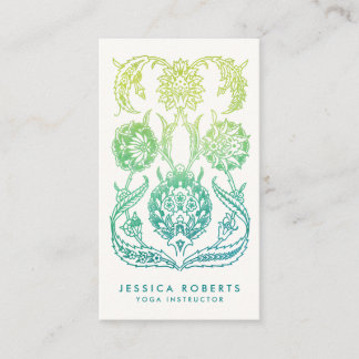 Tarjeta De Visita Agua verde verde azulada y ligera Boho Floral