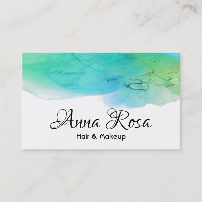 Tarjeta De Visita Aguamarina moderna simple del azul del extracto de (Anverso)
