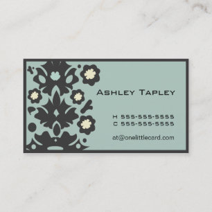 Tarjeta De Visita Aguamarina y flower power negro
