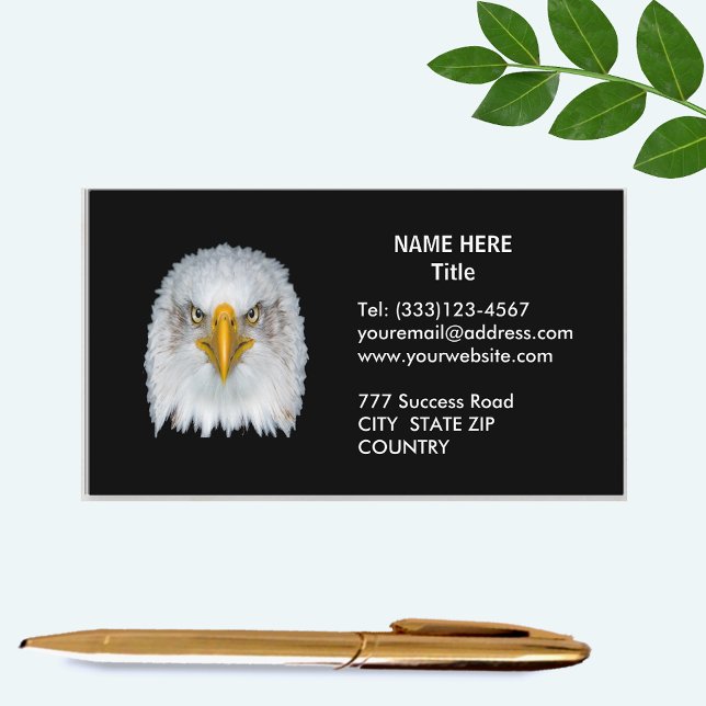 Tarjeta De Visita Águila elegante sobre blanco y negro (Subido por el creador)