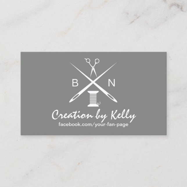 Tarjeta De Visita Agujas de costura de la costurera y plata con (Anverso)