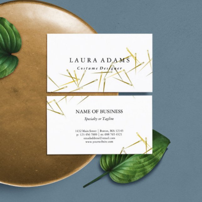 Tarjeta De Visita Agujas doradas blancas | Diseñador elegante de mod (Subido por el creador)