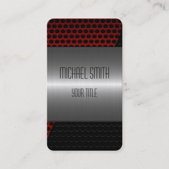 Tarjeta De Visita Agujero Metalizado de acero inoxidable plateado 3 (Anverso)