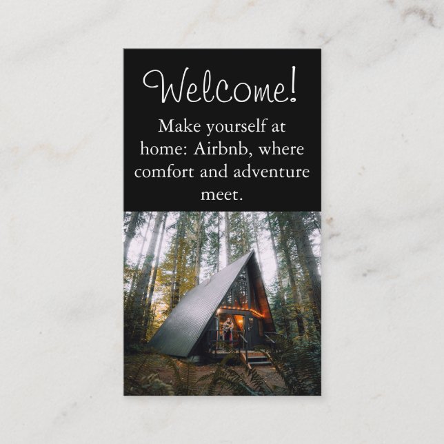 Tarjeta De Visita Airbnb House alquiler imagen QR código Negro moder (Anverso)