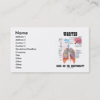 Tarjeta De Visita Aire limpio querido para Breathability