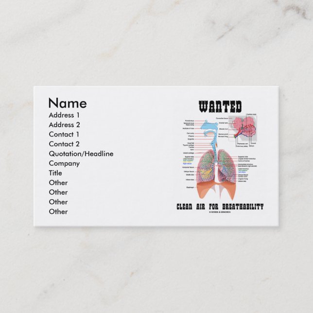 Tarjeta De Visita Aire limpio querido para Breathability (Anverso)