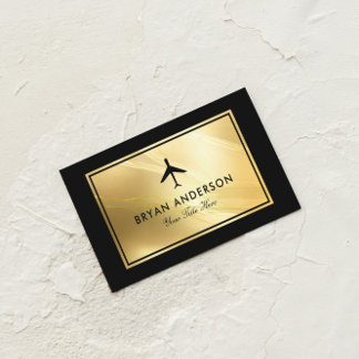 Tarjeta de visita Airplane Gold Marble