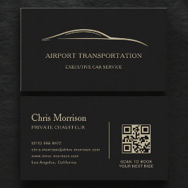 Tarjeta De Visita Airport Transportation QR Code Black & Gold