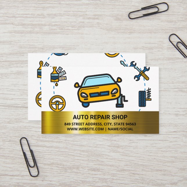 Tarjeta De Visita Ajuste del coche | Servicios automáticos (Anverso/Reverso In Situ)