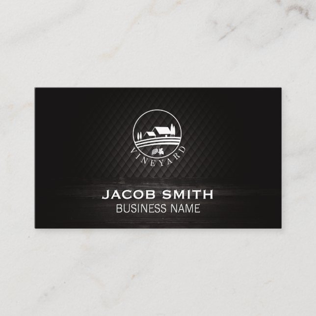 Tarjeta De Visita Al aire libre | Vino | Tramo de madera | Viñedo (Anverso)