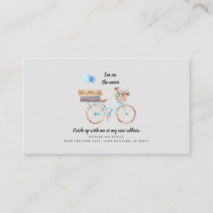 Tarjeta De Visita Al mover nueva dirección Bicicleta de acuarela