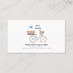Tarjeta De Visita Al mover nueva dirección Bicicleta de acuarela