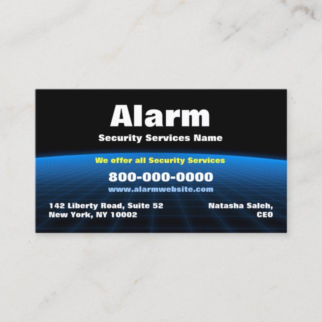 Tarjeta de visita Alarm Security Tech (Anverso)