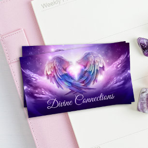 Tarjeta De Visita alas de ángel abrazando suavemente el corazón
