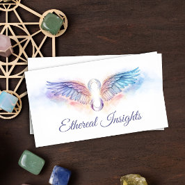 Tarjeta De Visita Alas de ángel y símbolo de infinito - arte de acua